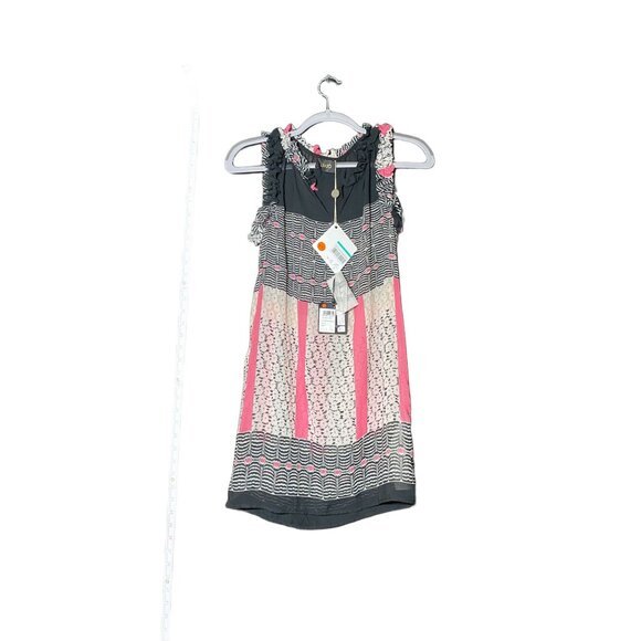 LIU •JO Striped & Floral Black Dress - US SZ 6 - New With‎ Tags - Picture 1 of 2